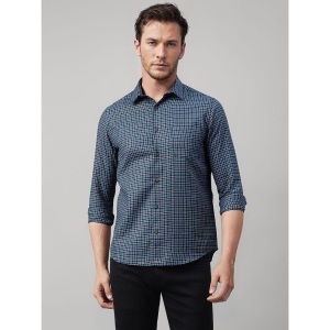 UrbanMark Cotton Blend Slim Fit Checks Full Sleeves Mens Casual Shirt - Blue ( Pack of 1 ) - None