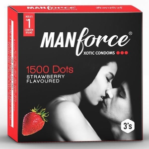 Manforce 1500 Dots Xotic Strawberry 3 Condoms