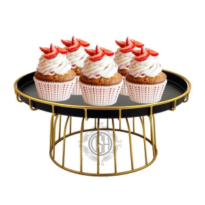 Cake Stand Cupcake Display Stand Multipurpose Round Dessert Stand for Birthday and Wedding Party ( Black & Gold) Big