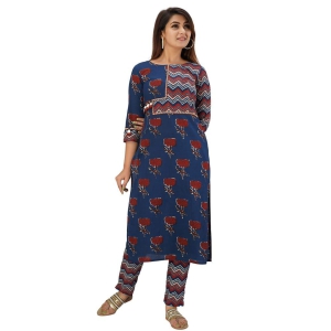 JAIPURETHNICWEAVES Women's Cotton Cambric Embroidered Straight Kurta & Pant Set