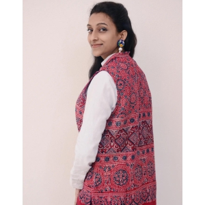 Ajrakh Block Print Women’s Nehru Jacket-XL