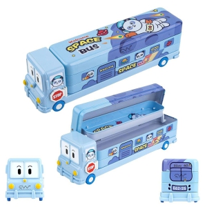 space-school-bus-shaped-pencil-box-for-kids-with-wheels-and-sharpener-metal-space-design-multicolor