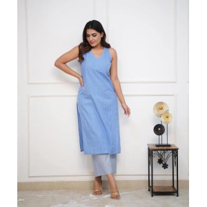 Pure Soft Cotton Handloom Katha work kurti with plazo-Xl