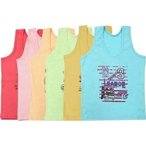 Ayesha Enterprises Creations Super-Soft 100% Cotton Multi-Color Kids Vest (Pack of 6)