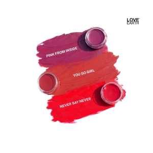 Love Earth Lip & Cheek Tint Multipot - Never Say Never With Richness Of Essential Oils & Vitamin E For Lips, Eyelids And Cheeks,Creamy Matte - Bright Red (8gm) Pack of 1