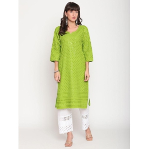 queenley-green-cotton-womens-straight-kurti-pack-of-1-l