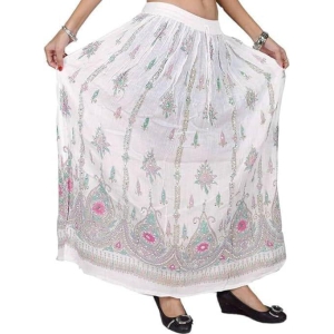 Ukal Traditional Long Skirt Lehenga with Printed Flowers and Embroidered Sequins for Womens and Girls