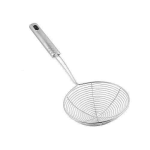 KAVISON Stainless Steel Deep Frying Spoon Oil Strainer Net Fryer Kitchen Chef Cooking Puri Jhara Colanders Deep Fry Spider Skimmer Strainers for Kitchen (Silver) Clour