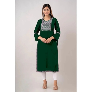 Kapadia - Green Rayon Womens Straight Kurti ( Pack of 1 ) - None