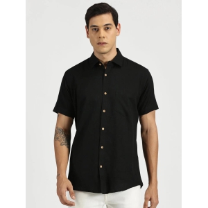 Black Slub Soft Cotton Halfsleeves Shirt-XL