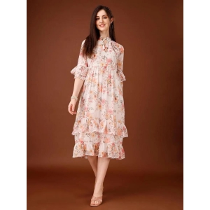 Plus Size Women's Georgette Floral Print Flared Midi Dress-XXL