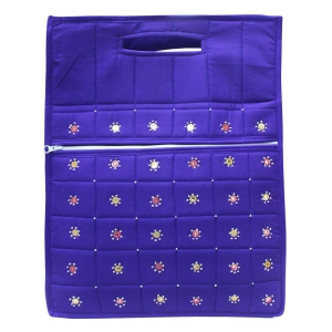 Mandhania Eco Friendly Cotton Mirror Handwork Carry Bag for Men and Women Blue