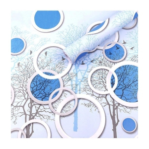 Gatih - Blue Circle Wallpaper 3D Circles and Trees Wallpaper ( 45 x 500 ) cm ( Pack of 1 )