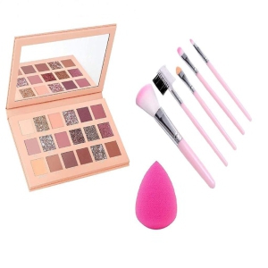 Nude Eyeshadow Palette 18 Color Makeup Palette Highlighters With Makeup Brush and Beauty Blender Sponge Puff