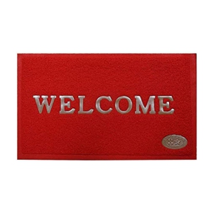 Abhikram - Anti-skid Polyester Door Mat ( 60 X 40 cm ) Single - Red - Red