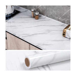 GREEWELT - Pearl White Marble High Gloss Wallpaper ( Pack of 1 )