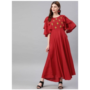 yash-gallery-red-rayon-womens-flared-kurti-pack-of-1-xl