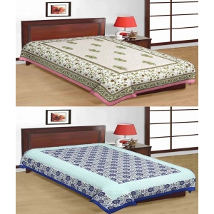 UniqChoice 100% Cotton Jaipuri & Sanganeri Tradititional 2 Single Bed Sheet Combo