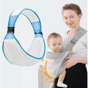 Mommers Baby Wrap Carry Bag, Hands Free Baby Carrier/Ergonomic 3D Mesh Baby Wraps Carrier, Adjustable Baby Sling, Lightweight Breathable Baby Carrier Wrap/Blue