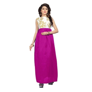 VKARAN Women's Silk Other Maxi Dress Material