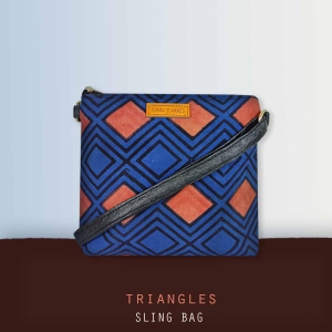 Block-Printed Triangles Sling Bag