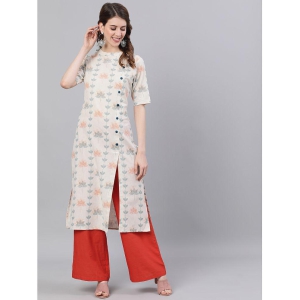 Antaran Cotton Printed Straight Womens Kurti - White ( Pack of 1 ) - None