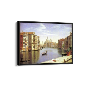 View of the Grand Canal, Venice.In the Background S. Maria della Salute by P. C. Skovgaard Landscape Art-A4 / Museum Canvas Print / Black Frame