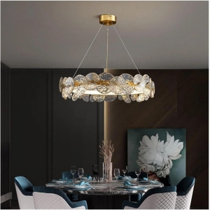 Hdc 400/600mm Postmodern Minimalist Light Luxury LED Restaurant Chandelier Lighting Lotus Leaf Crystal Chandelier Villa Hall Chandelier-600mm