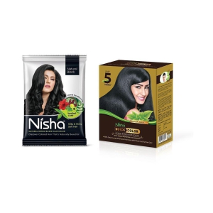 Nisha Quick 60gm Comes with Natural Based Permanent Hair Color Henna Powder Black each sachet 10 g