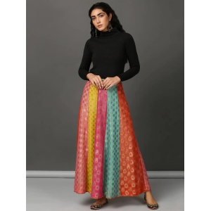 All Pinks Jacquard Panelled Skirt-S