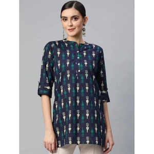 SVARCHI - Blue Cotton Womens Straight Kurti ( Pack of 1 ) - None