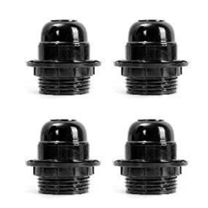 MR ONLINE STORE E27 Bulb Holder Screw Type Pendant Black - Pack of 4