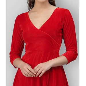 Selvia - Red Velvet Womens Wrap Dress ( Pack of 1 ) - None