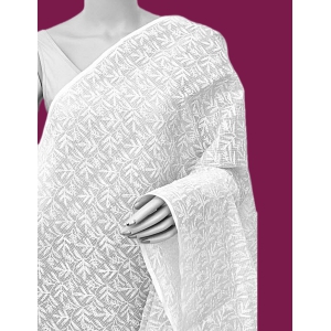 Hand-embroidered in white Lucknowi Chikankari dupatta Kota Doria cotton fabric.