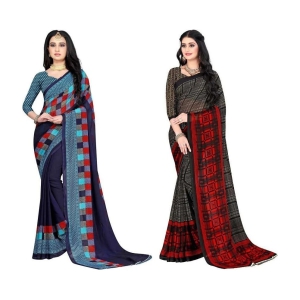 LEELAVATI - Multicolor Georgette Saree With Blouse Piece ( Pack of 2 ) - Multicolor