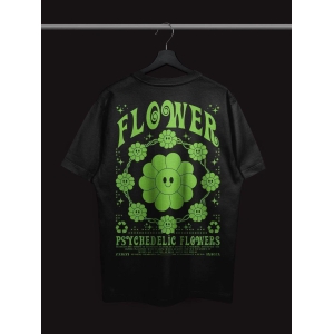 Psychedelic Flowers Tshirt-XX-Large / Black