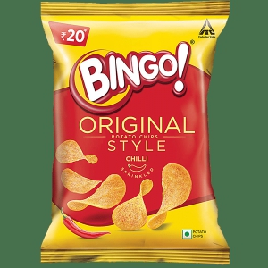 Bingo Flat Cut Spicy Potato Chips  Original Style Chilli Sprinkled Perfect For Snacks 90 g