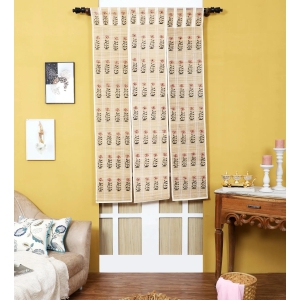 Three Panel Bamboo Curtain - Beige-9 ft length