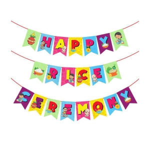 Zyozi Happy Rice Ceremony Banner/Annaprashan Decoration Items/Rice Ceremony Decorations Items/Happy Rice Ceremony Banner/Baby Photoshoot Banner for Rice Ceremony - Multicolor