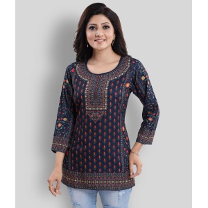 Meher Impex - Navy Blue Crepe Womens A-line Kurti ( Pack of 1 ) - 4XL