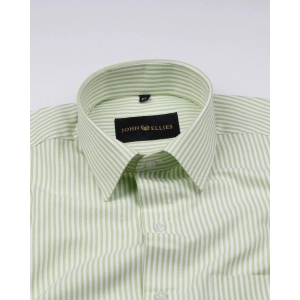 Zuazeiro Olive Green Stripe Oxford Cotton Shirt-44 / XL