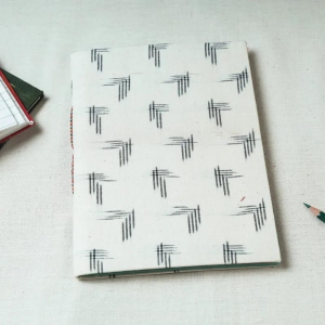 Ikat Fabric Cover Handmade Paper Notebook (9 x 7 in)