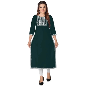 Kapadia - Green Rayon Womens Straight Kurti ( Pack of 1 ) - None