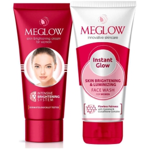 Meglow Skin Brightening Combo Pack for Women | Face Cream (50g) and Instant Glow Facewash (70g)