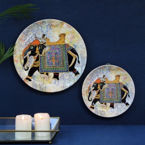 Blue Elephant Wall Plate-Small: 19 Cm