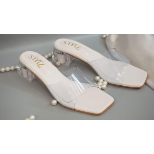 STYLZREPUBLIC Womens Transparent White Heel