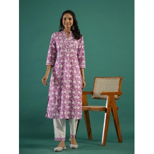 Purple Printed Kurti Set-3X-Large