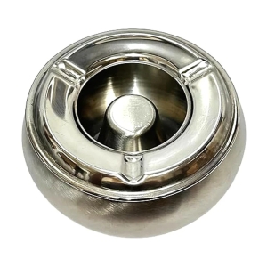 Dynore Stainless Steel Heavy Gauge Matka Shape Lid Ash Tray For Home, Office, Bar and Tabletop Decoration - Silver