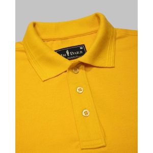 Yellow Polo Collar Cotton Men''s T-shirt-S