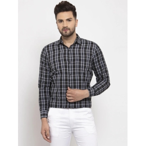 Indian Needle Black Men''s Cotton Checked Formal Shirt''s-L / Black